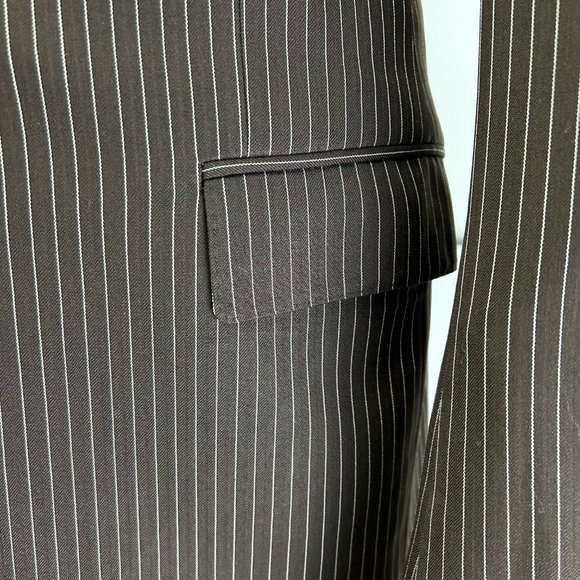 Brown Striped Wool-Cashmere Suit w/ Wide Leg Pants - Ralph Lauren (Black Label) - Picture 9 of 16